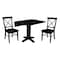 International Concepts 36 in. Solid Wood Square Dual Drop Leaf Dining Table with 2 Chairs in Black K46-36SDP-C613-2 - alternate 3